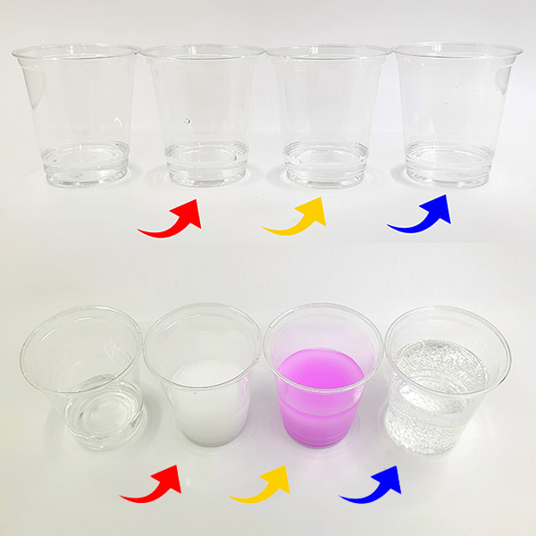 화학반응 색마술(물, 우유, 딸기우유, 사이다, 5인용)